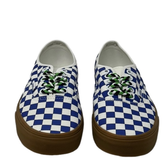 VANS Authentic Shoe Men's Check Sneaker Skate Low Canvas Blue White VN0009PVY6Z - Picture 3 of 10